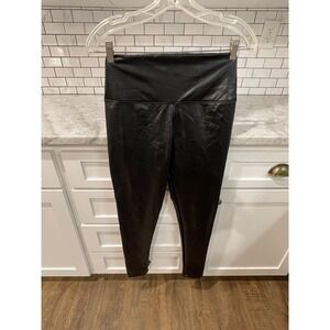 Hot Kiss Leggings Womens Medium Black Faux Leather High Rise Stretch Pants